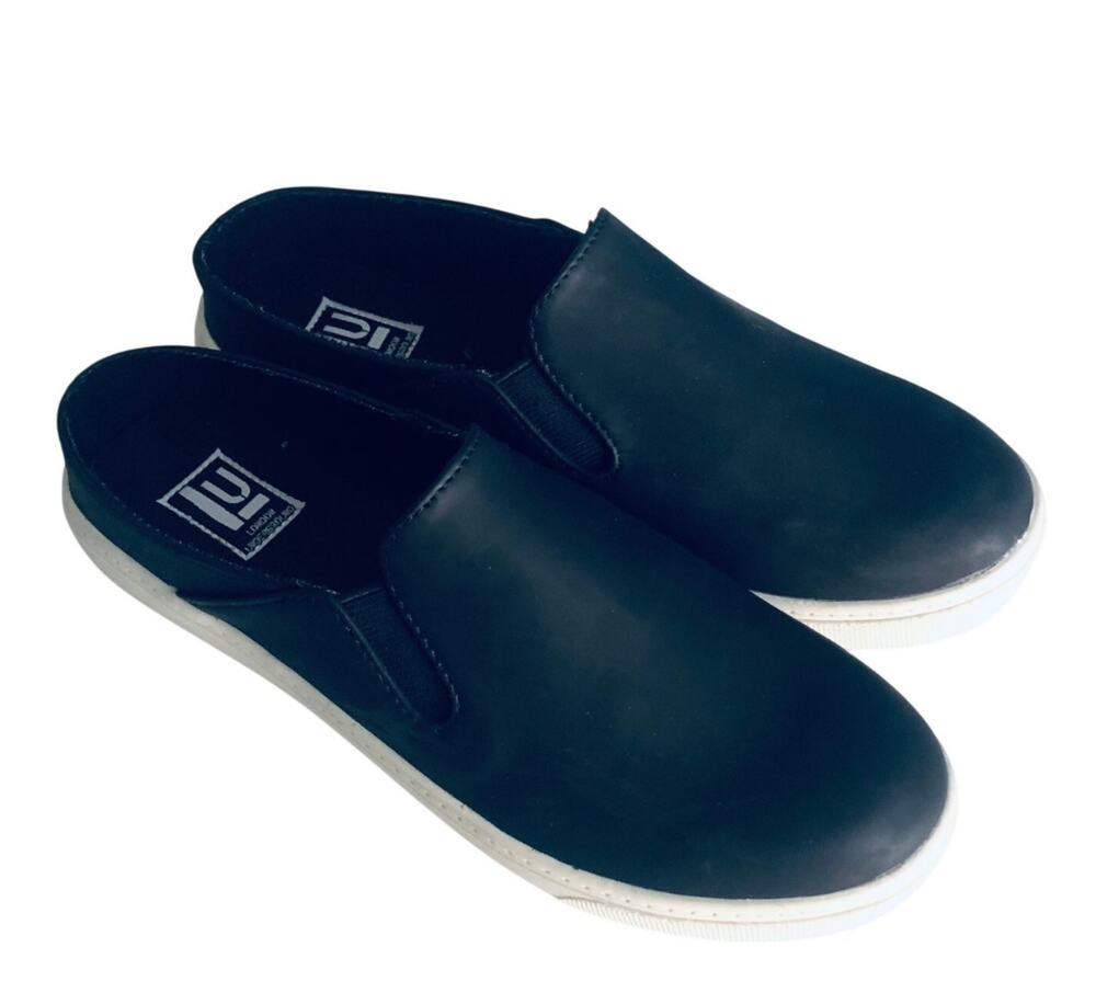 London Underground Women's 7.5 Black Sneaker Mule Slide Slip On Shoe